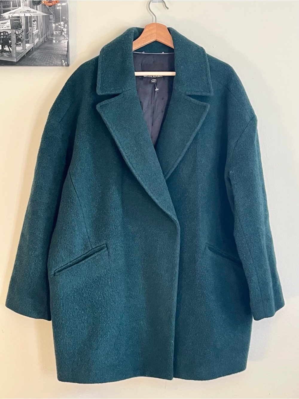 Banana Republic Wool Mohair Blend Oversized Cocoon Coat Green- XL PTP 27 inch